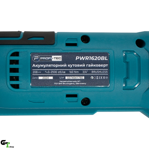 Акумуляторний кутовий гайковерт PROFI-TEC PWR1620BL POWERLine (без акумулятора та зарядного пристрою)