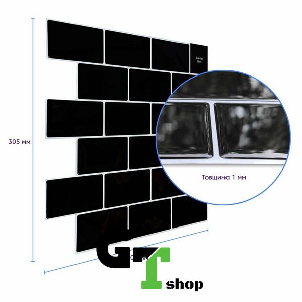 Самоклеюча поліуретанова плитка чорна цегла 305х305х1мм (D) SW-00001186