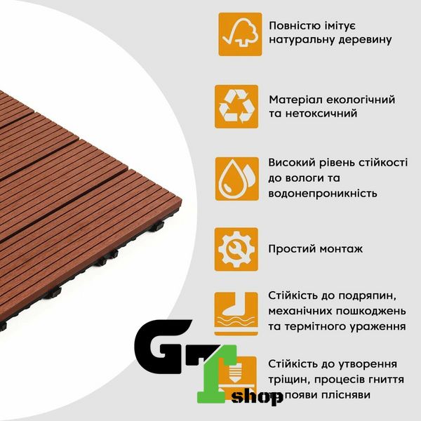 Композитна плитка WPC тик 30*30CM*2СM (D) SW-00001712