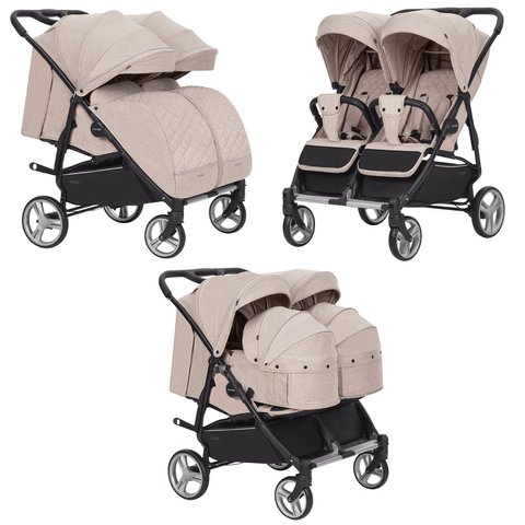 Коляска універсальна CARRELLO Connect CRL-5502/1 Cotton Beige для двійні,люлька-перенесення /1/MOQ