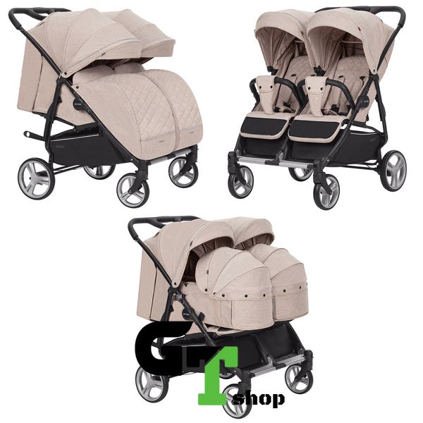 Коляска універсальна CARRELLO Connect CRL-5502/1 Cotton Beige для двійні,люлька-перенесення /1/MOQ