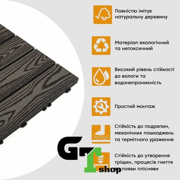 Композитна плитка WPC антрацит 30*30CM*2СM (D) SW-00001708