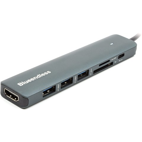 USB-хаб Blueendless USB Type-C - HDMI, 3xUSB Type-A, SD, TF, USB Type-C PD100W (CA913848)