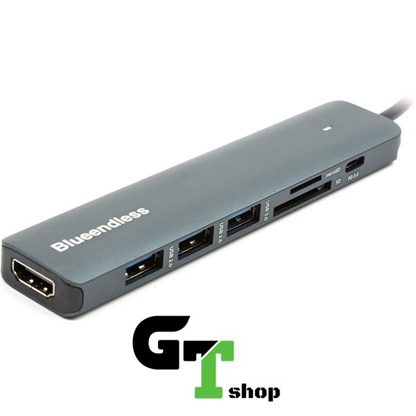 USB-хаб Blueendless USB Type-C - HDMI, 3xUSB Type-A, SD, TF, USB Type-C PD100W (CA913848)