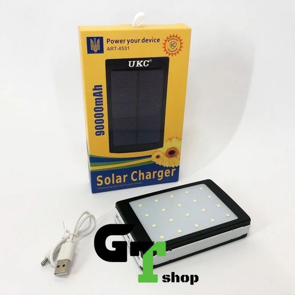 УМБ Power Bank Solar 90000 mAh мобильное зарядное с солнечной панелью и лампой, Power Bank Charger ART-4531